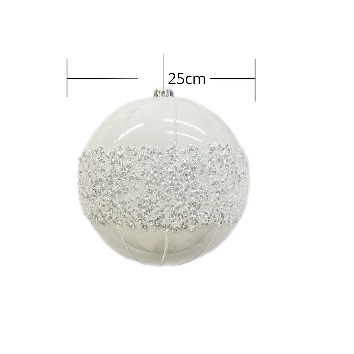 Bola Navideña Lentejuela Blanco Ab 25x25cm con Acabado Brillante Reutilizable
