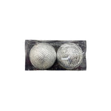 Bola Navideña X 2 Unidades Ondas Plata 12x12cm con Acabado Brillante Reutilizable