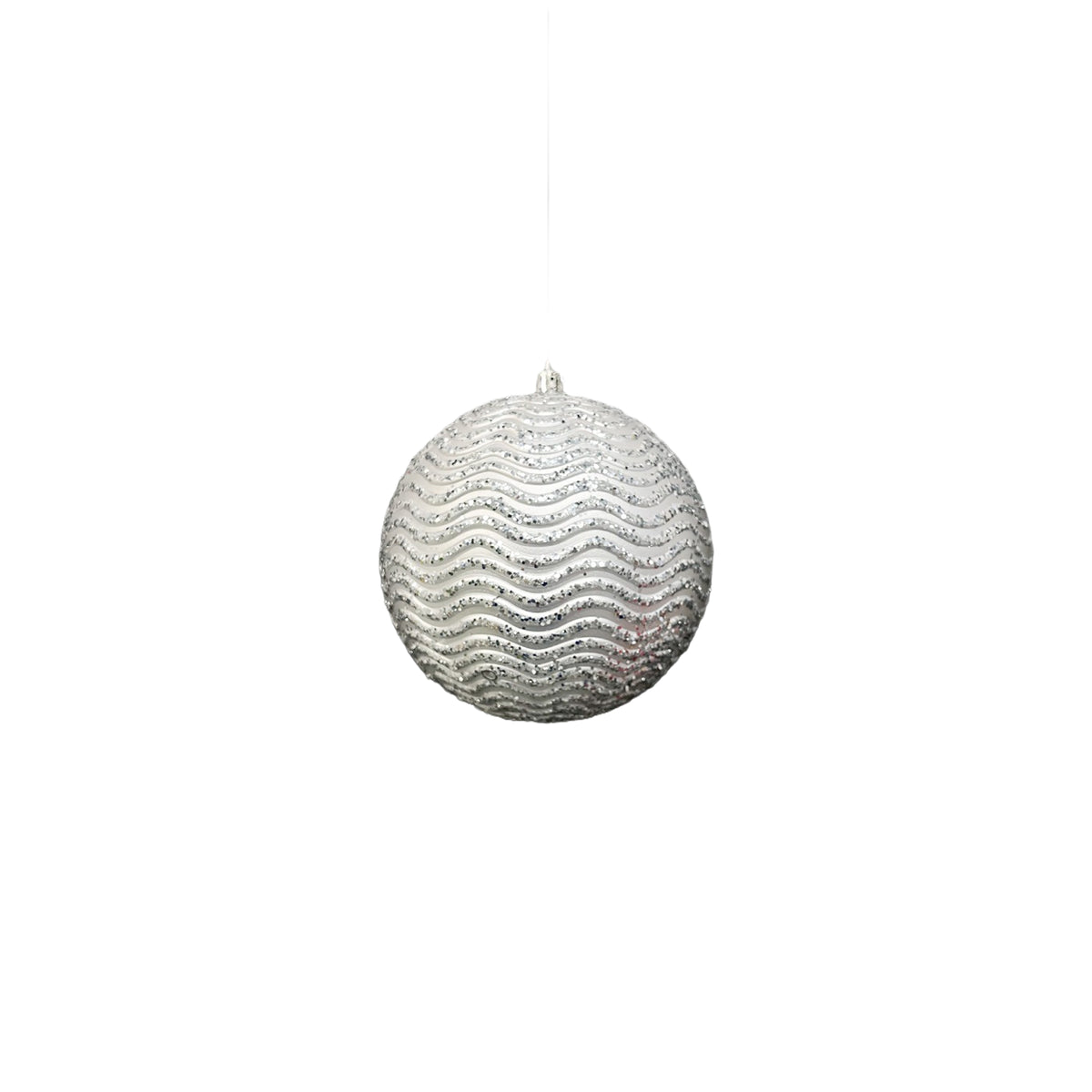 Bola Navideña X 2 Unidades Ondas Plata 12x12cm con Acabado Brillante Reutilizable