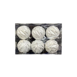 Bola Navideña X 6 Unidades Metalizada Grabada Plata 10x10cm con Acabado Glitter Reutilizable