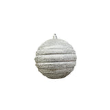 Bola Navideña X 4 Unidades Metalizada Espiral Plata 10x10cm con Acabado Glitter Reutilizable