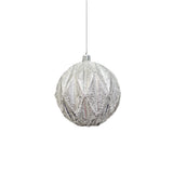 Bola Navideña X 2 Unidades Metalizada Grabada Plata 15x15cm con Acabado Glitter Reutilizable