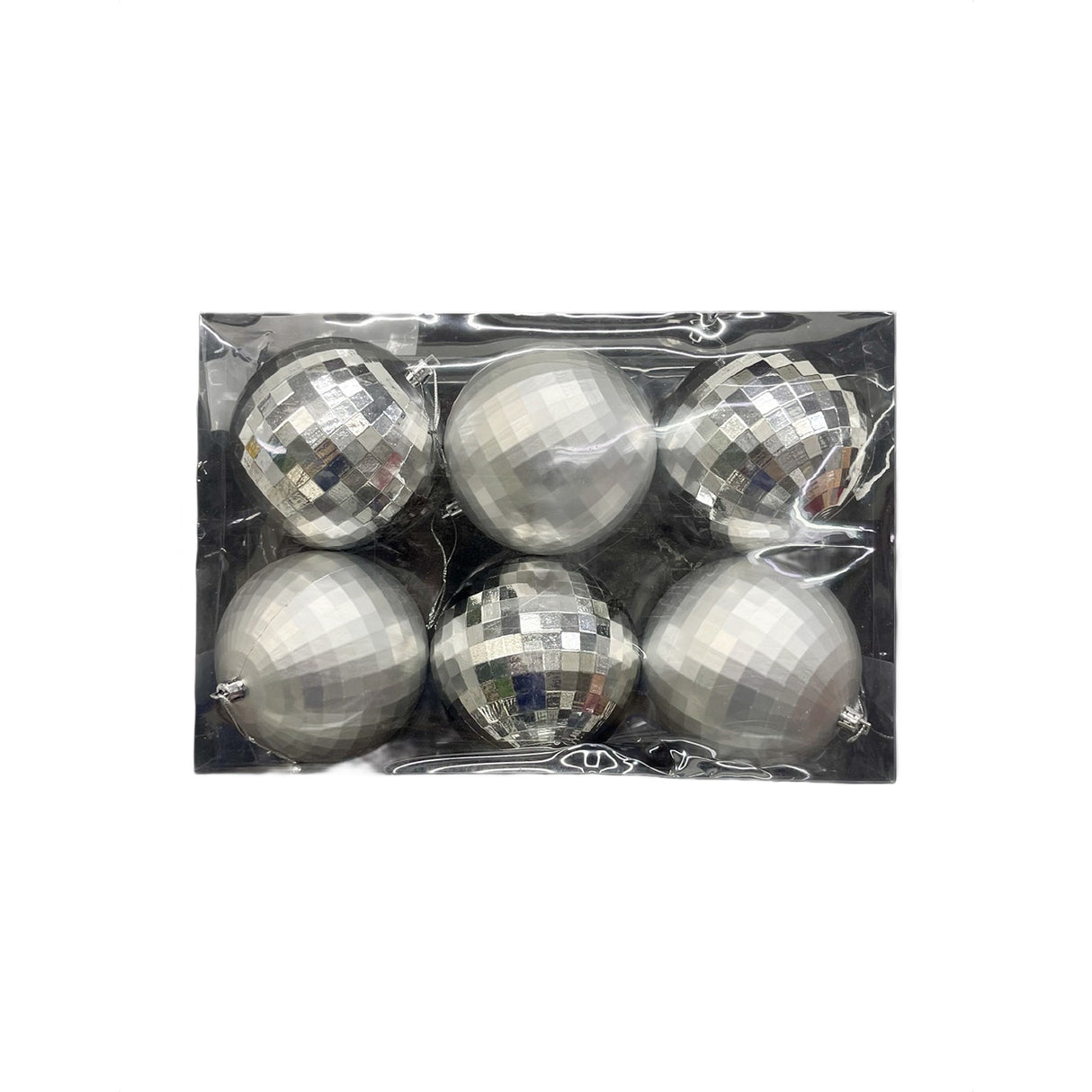 Bola Navideña X 6 Unidades Efecto Espejo Plata 10x10cm con Acabado Brillante Reutilizable
