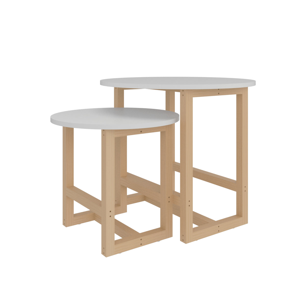 Set X2 Mesas de Centro Bits Blanco Circulares con Patas