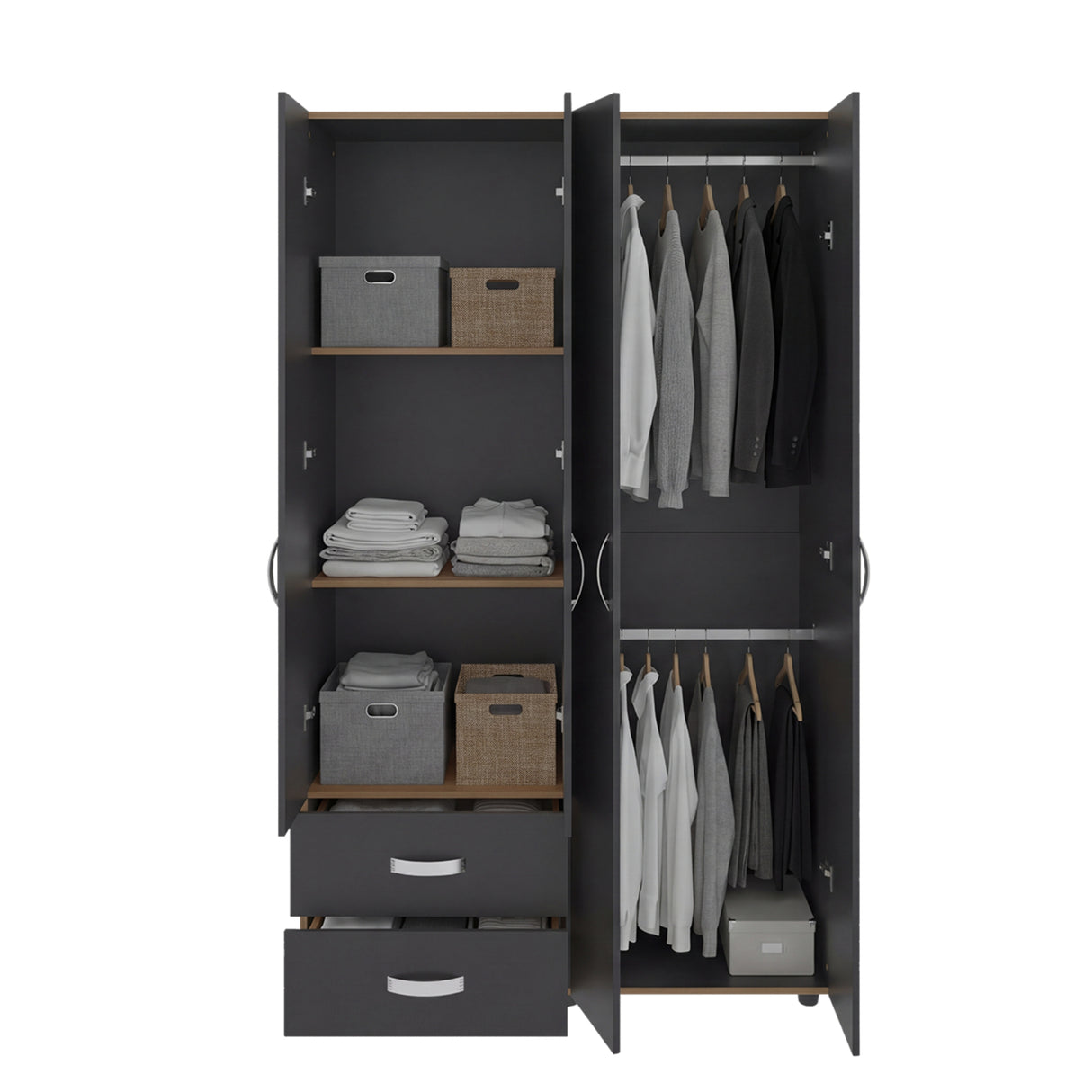 Closet Ankora Fresno Europeo y Wengue 120x200cm con Cuatro Puertas y Dos Cajones