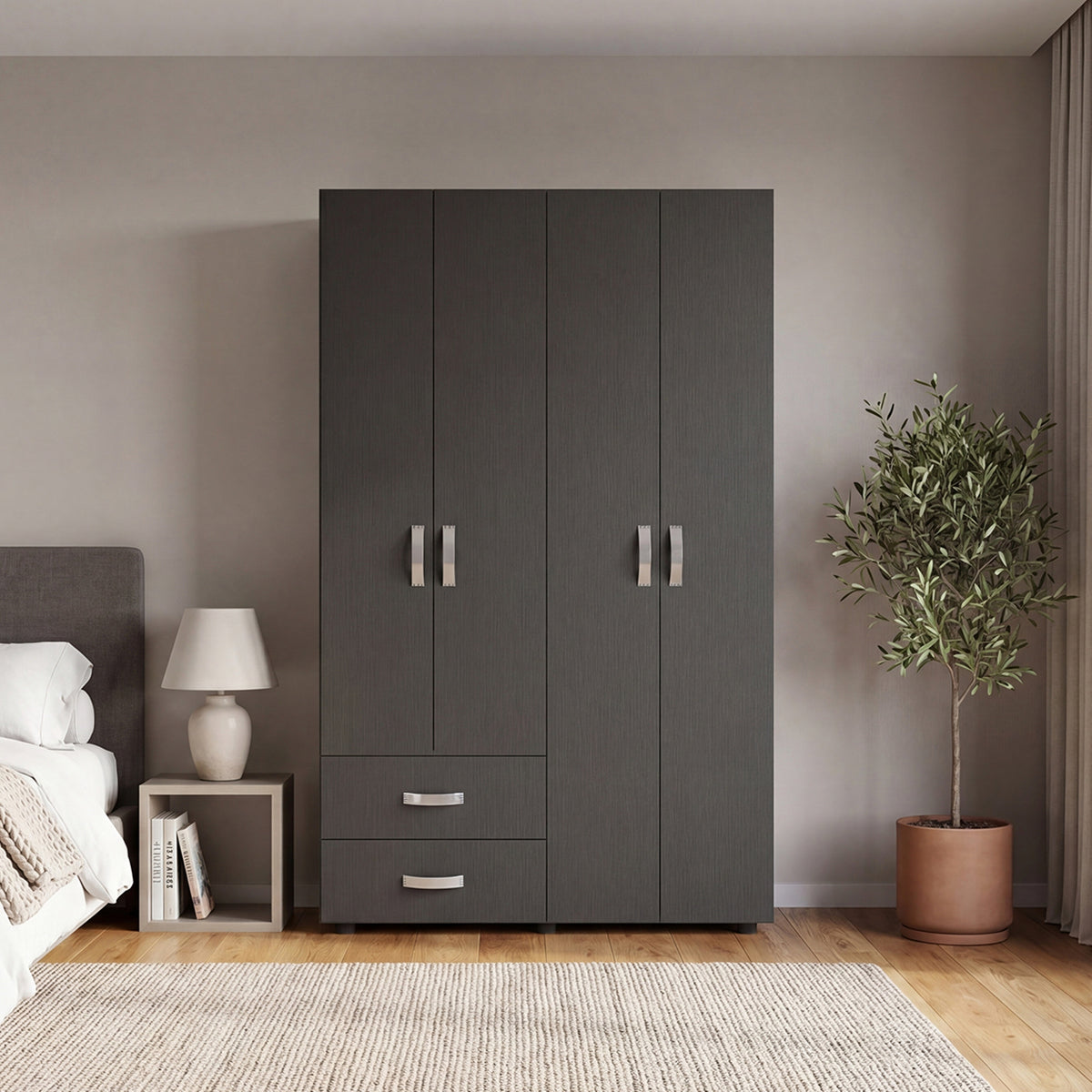 Closet Ankora Fresno Europeo y Wengue 120x200cm con Cuatro Puertas y Dos Cajones