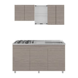 Cocina Lumina Blanco Positano 150x210cm con Mesón de Acero Inoxidable Lado Derecho y con Estufa