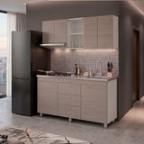 Cocina Lumina Blanco Positano 150x210cm con Mesón de Acero Inoxidable Lado Derecho y con Estufa