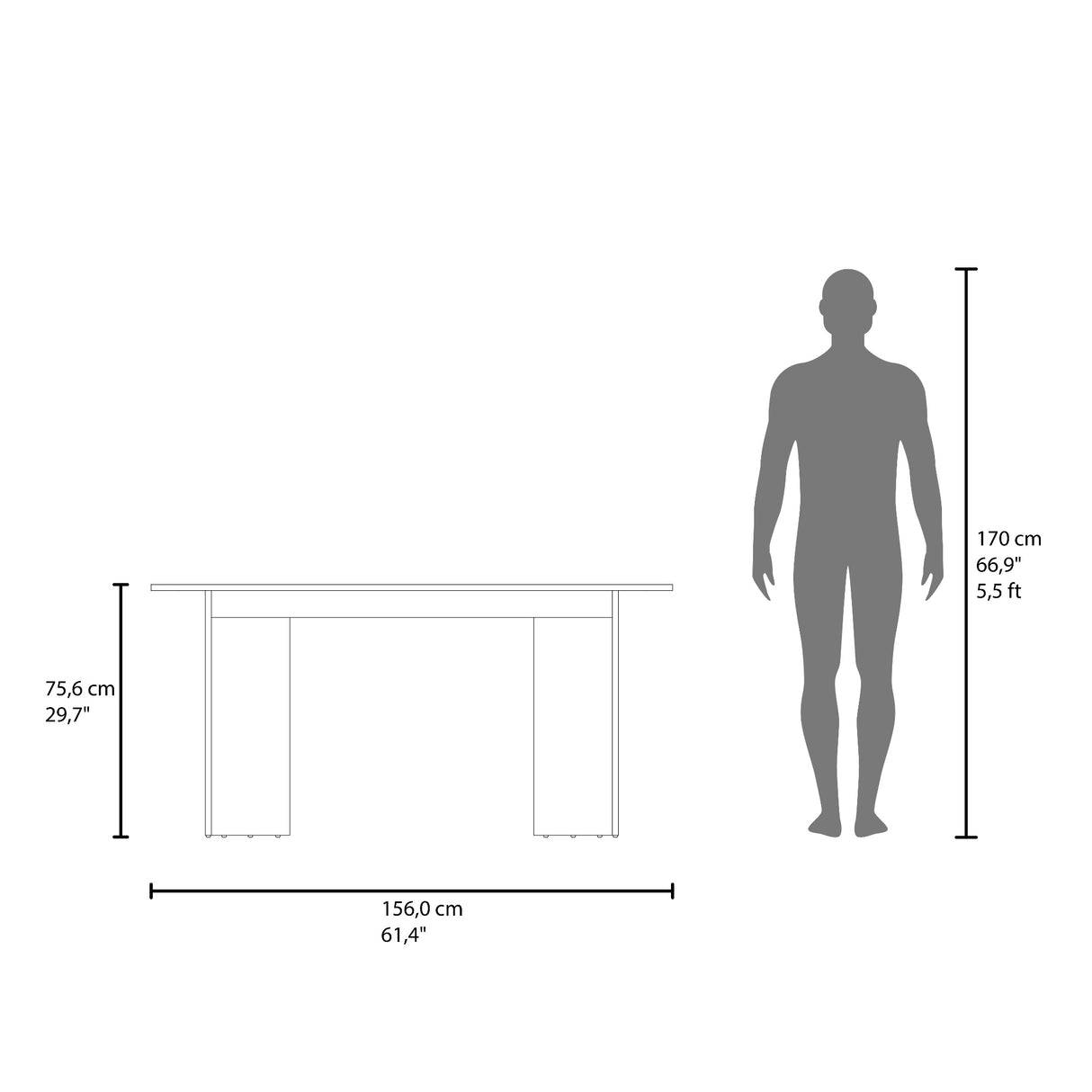 Mesa de Comedor Bangkok Positano 156x75.6cm de Cuatro Puestos sin Sillas y con Patas
