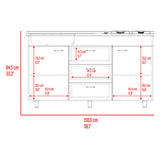 Mueble Inferior de Cocina Lumina Blanco Positano 150x84.5cm con Mesón de Acero Inoxidable Lado Izquierdo y con Estufa