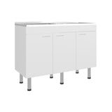 Mueble Inferior de Cocina Oceana Blanco 120x90cm con Mesón de Acero Inoxidable Lado Izquierdo y sin Estufa