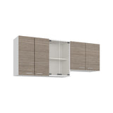 Mueble Superior de Cocina Lumina Blanco Positano 150x60cm con Seis Puertas y con Locero
