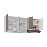 Mueble Superior de Cocina Lumina Blanco Positano 150x60cm con Seis Puertas y con Locero