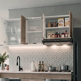 Mueble Superior de Cocina Lumina Blanco Positano 150x60cm con Seis Puertas y con Locero