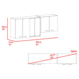 Mueble Superior de Cocina Lumina Blanco Positano 150x60cm con Seis Puertas y con Locero