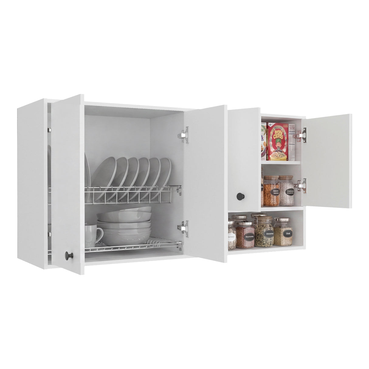 Mueble Superior de Cocina Napoles Blanco 120x60cm con Cuatro Puertas y con Locero