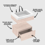 Kit Mueble con Lavamanos Oslo Soder Mali y Blanco 47.6x62.4cm Individual con Un Cajón