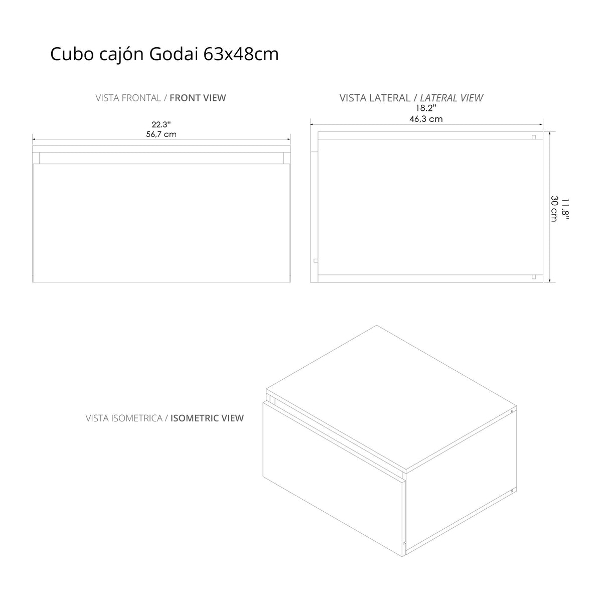 Kit Mueble con Lavamanos Oslo Soder Mali y Blanco 47.6x62.4cm Individual con Un Cajón