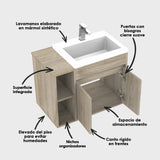 Kit Mueble con Lavamanos Oslo Nardo y Blanco 61.8x47.4cm Individual con Dos Cajones