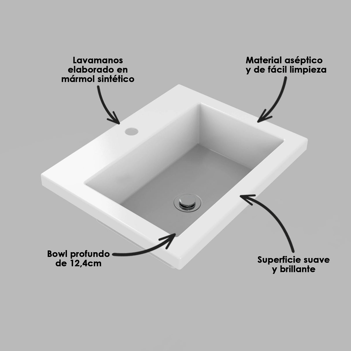 Kit Mueble con Lavamanos Oslo Soder Mali y Blanco 61.8x47.4cm Individual con Dos Cajones