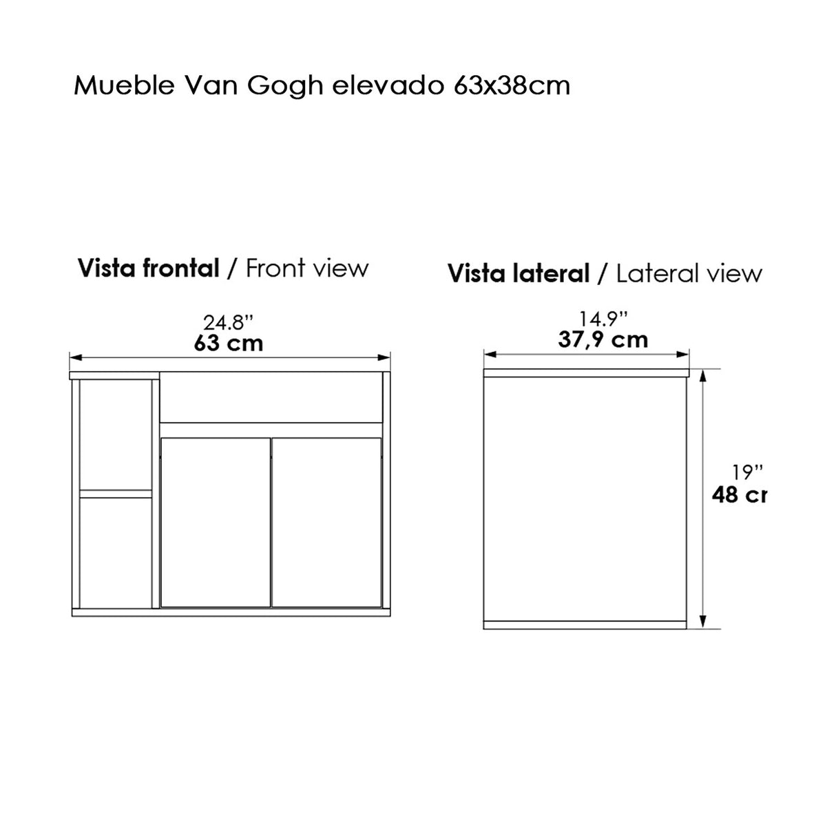 Kit Mueble con Lavamanos Oslo Mitte Tambo y Blanco 61.8x47.4cm Individual con Dos Cajones