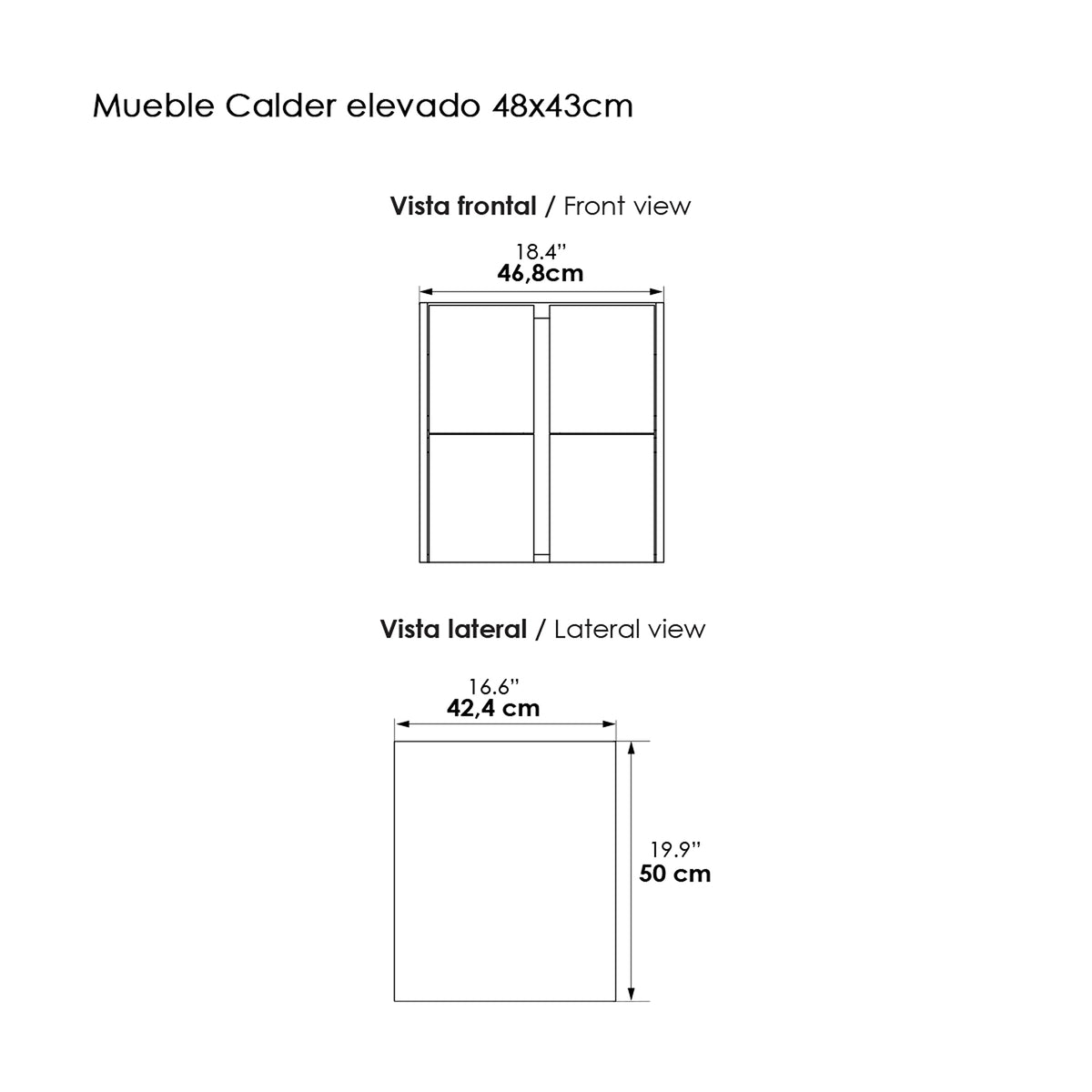 Kit Mueble con Lavamanos Siena Soder Mali y Blanco 46.8x42.4cm Individual con Un Cajón