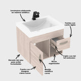 Kit Mueble con Lavamanos Siena Soder Mali y Blanco 62.4x47.6cm Individual con Un Cajón