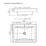 Kit Mueble con Lavamanos Siena Soder Mali y Blanco 62.4x47.6cm Individual con Un Cajón