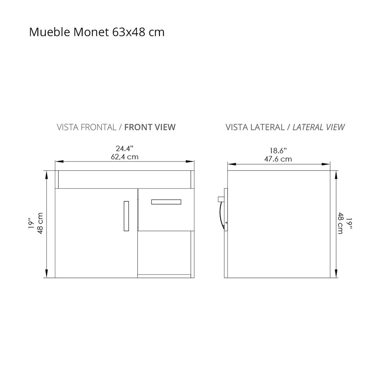 Kit Mueble con Lavamanos Siena Gracia Sikuani y Blanco 62.4x47.6cm Individual con Un Cajón