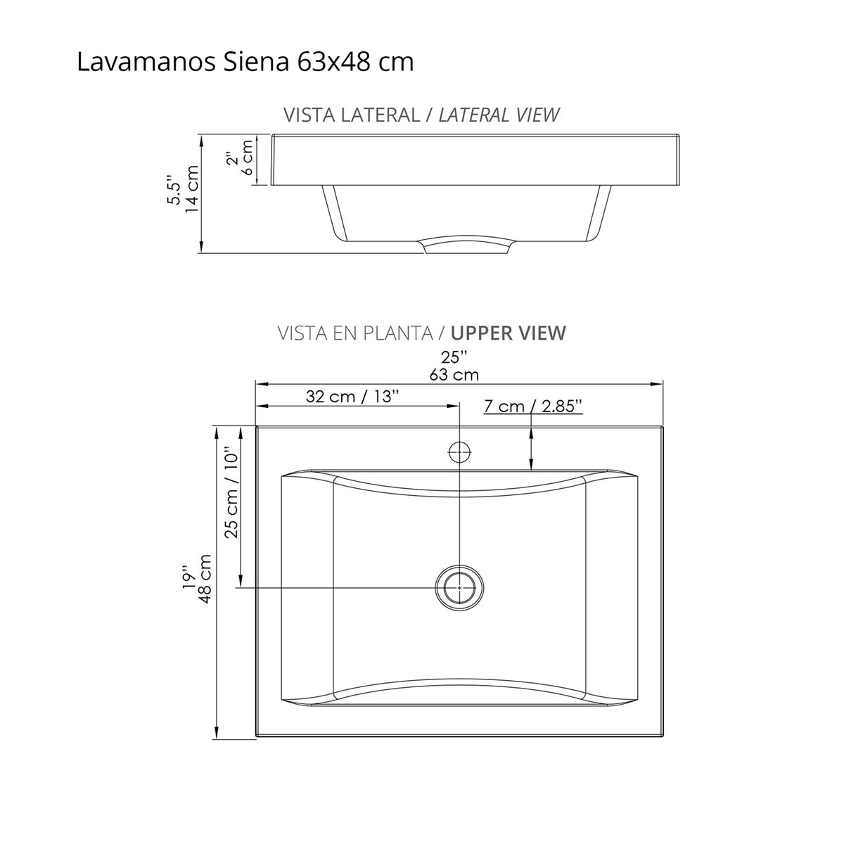 Kit Mueble con Lavamanos Siena Nardo y Blanco 61.8x47.4cm Individual con Dos Cajones