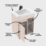 Kit Mueble con Lavamanos Siena Soder Mali y Blanco 61.8x47.4cm Individual con Dos Cajones