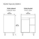 Kit Mueble con Lavamanos Siena Soder Mali y Blanco 61.8x47.4cm Individual con Dos Cajones