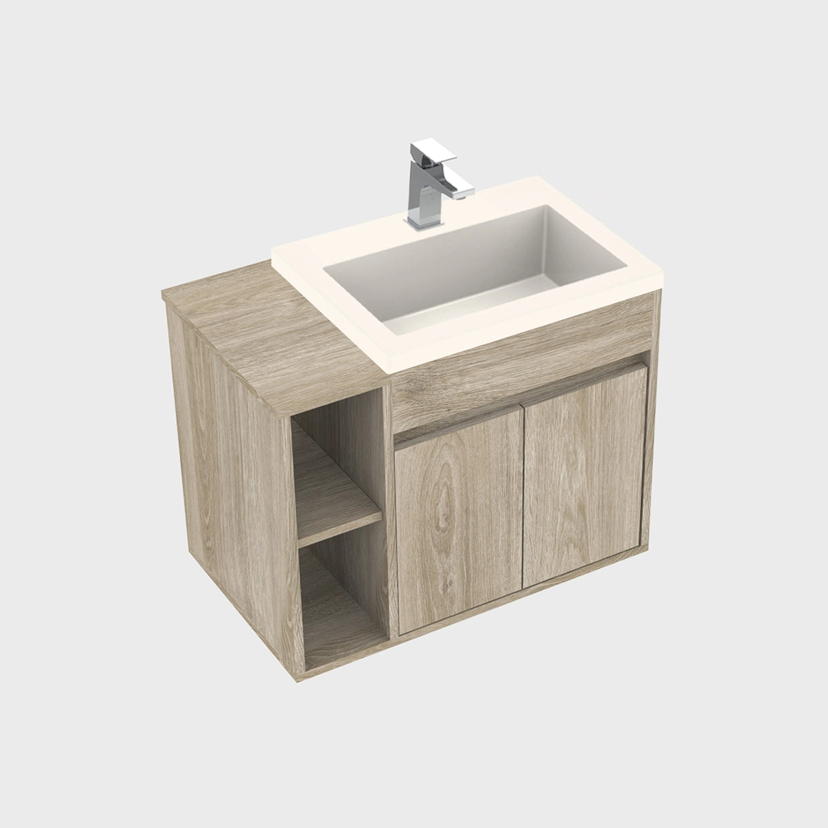 Kit Mueble con Lavamanos Oslo Nardo y Marfil 61.8x47.4cm Individual con Dos Cajones
