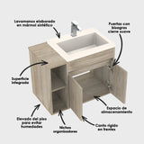 Kit Mueble con Lavamanos Oslo Nardo y Marfil 61.8x47.4cm Individual con Dos Cajones