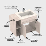Kit Mueble con Lavamanos Oslo Soder Mali y Marfil 61.8x47.4cm Individual con Dos Cajones
