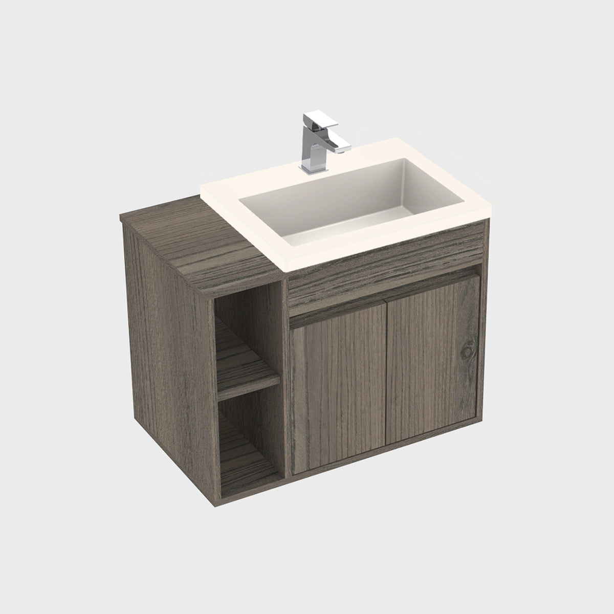 Kit Mueble con Lavamanos Oslo Mitte Tambo y Marfil 61.8x47.4cm Individual con Dos Cajones