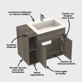 Kit Mueble con Lavamanos Oslo Mitte Tambo y Marfil 61.8x47.4cm Individual con Dos Cajones