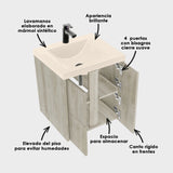 Kit Mueble con Lavamanos Siena Nardo y Marfil 123.4x47.6cm Dobles con Un Cajón