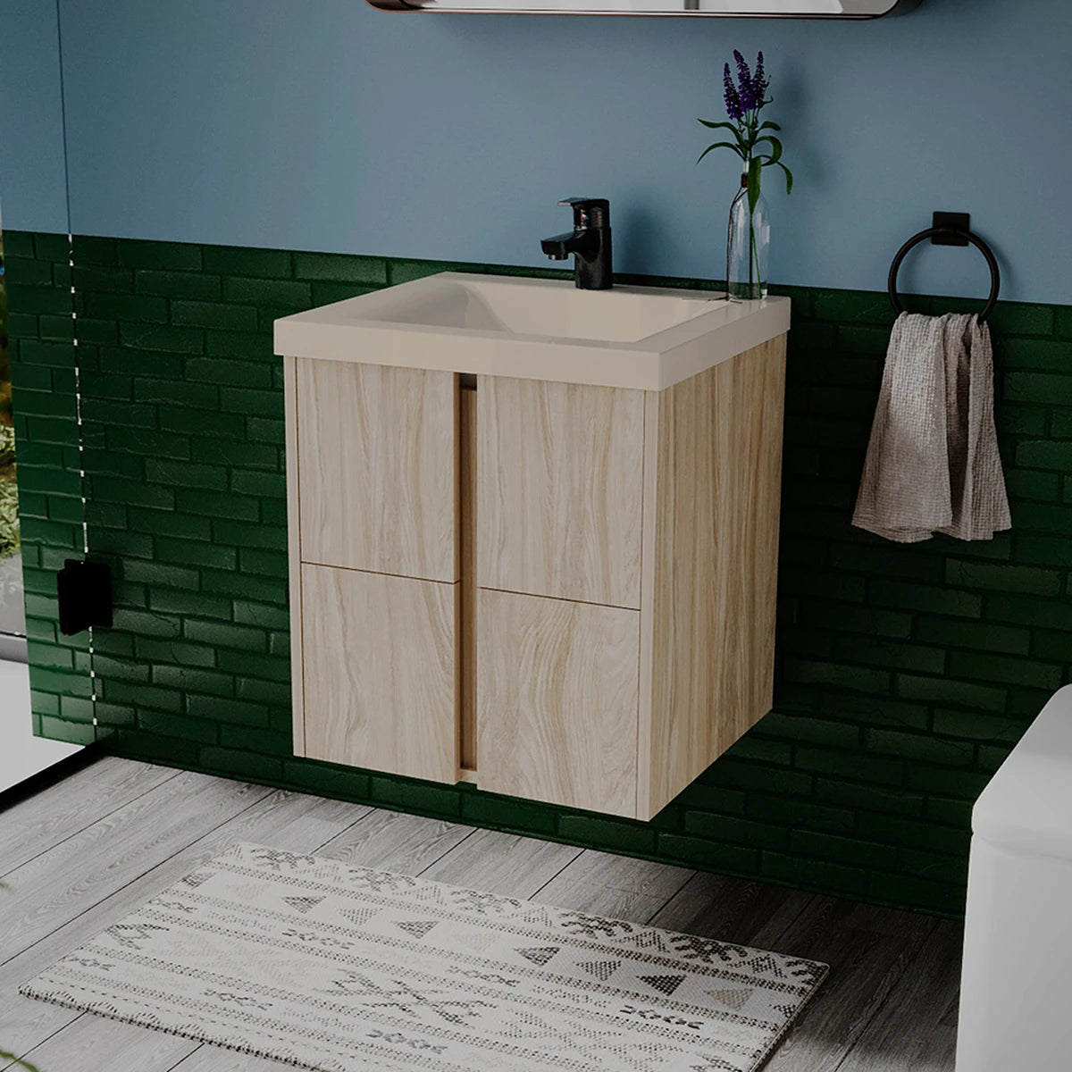 Kit Mueble Calder con Lavamanos Siena Soder Mali y Marfil 123.4x47.6cm Dobles con Un Cajón
