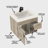 Kit Mueble con Lavamanos Siena Nardo y Marfil 62.4x47.6cm Individual con Un Cajón