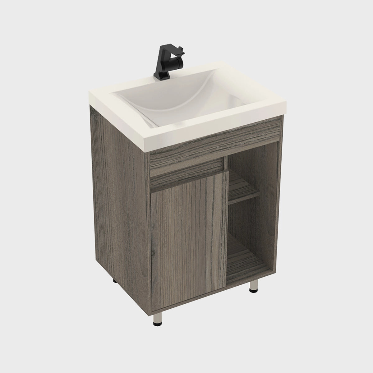 Kit Mueble con Lavamanos Siena Mitte Tambo y Marfil 61.8x47.4cm Individual con Dos Cajones