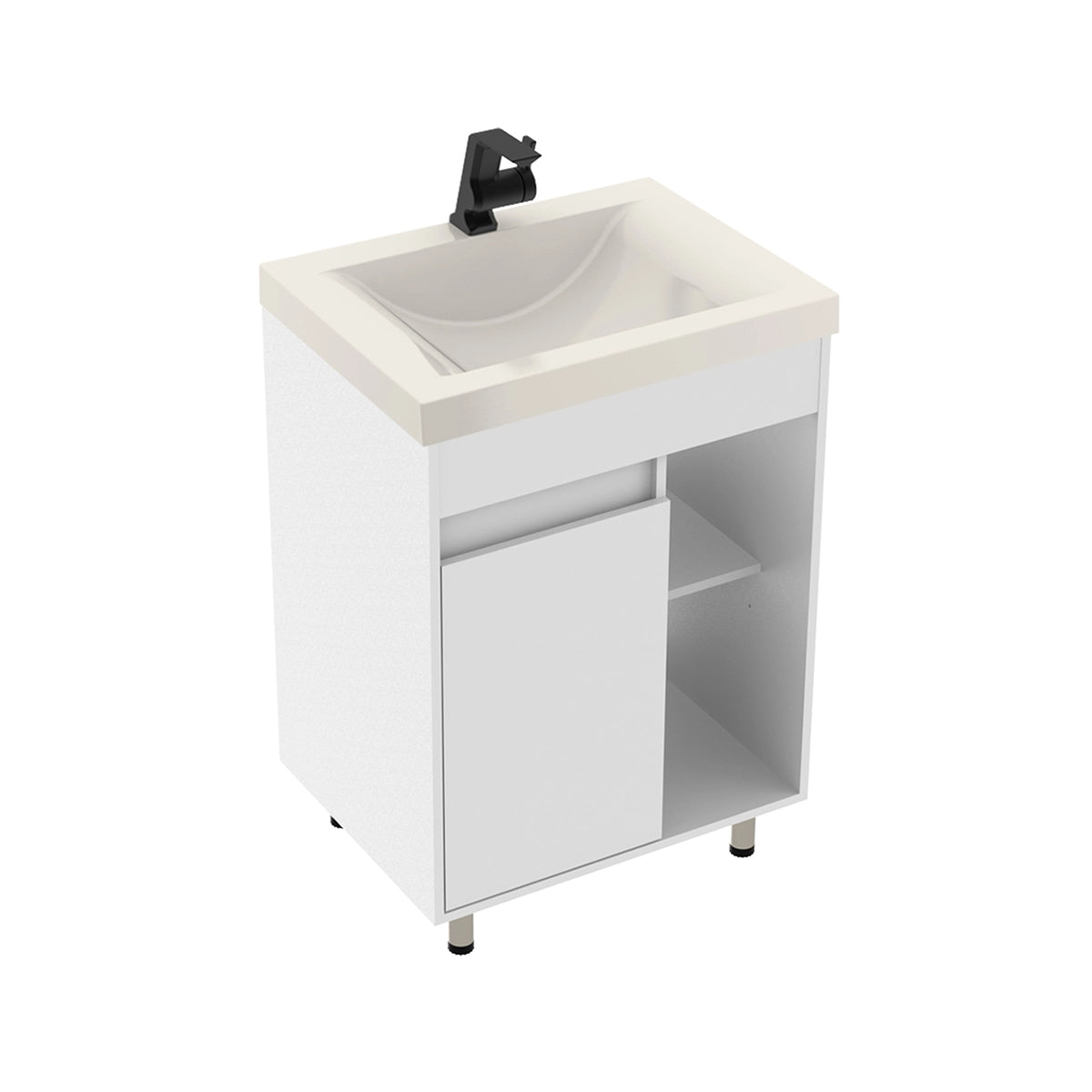 Kit Mueble con Lavamanos Siena Blanco y Marfil 61.8x47.4cm Individual con Dos Cajones