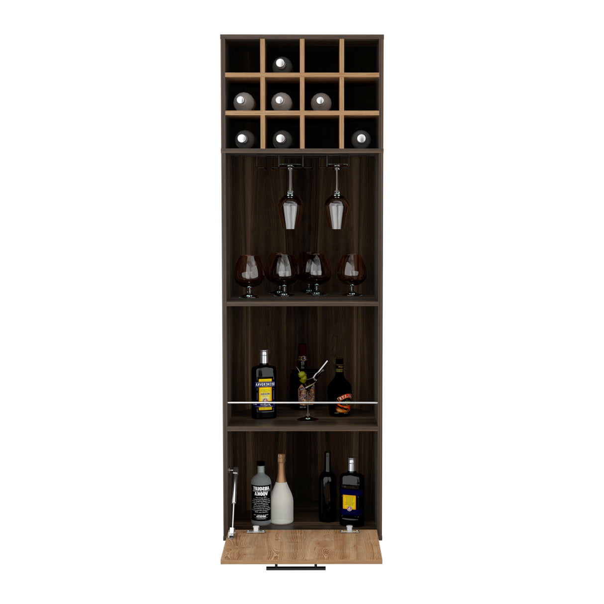 Bar Marsella Habano y Miel 55.5x180cm con Dos Compartimientos y con Doce Portabotellas