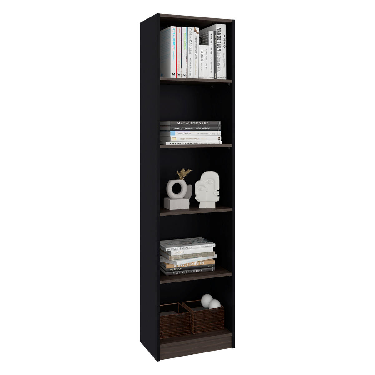 Estante Home E2 Wengue y Milan 45x180.6cm Rectangular con Cinco Compartimientos y con Cuatro Entrepaños