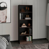 Estante Home E3 Wengue y Milan 62.8x180.6cm Rectangular con Cinco Compartimientos y con Cuatro Entrepaños