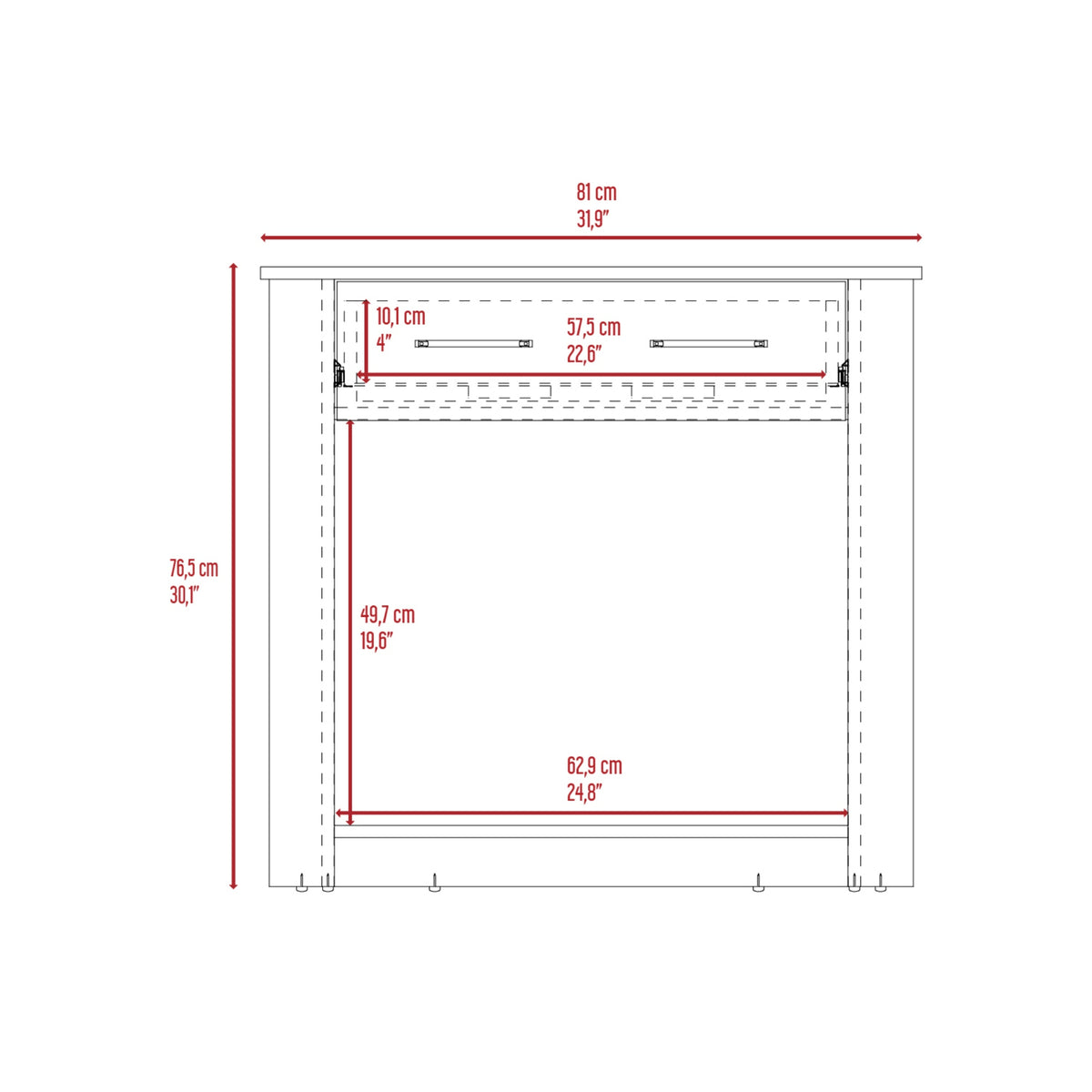 Bifé Pisa Wengue y Fresno 81x76.5cm con Un Cajón