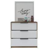 Cómoda Kaia Miel y Blanco 70x68.7cm de Tres Hileras con Tres Cajones