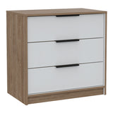 Cómoda Kaia Miel y Blanco 70x68.7cm de Tres Hileras con Tres Cajones
