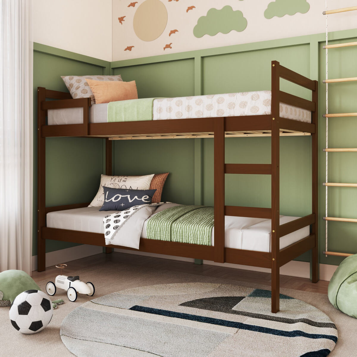 Camarote Genova Castaño 195x145cm para Colchones Sencillo 90 X 190 Cm de Madera Aglomerada y con Cabecero