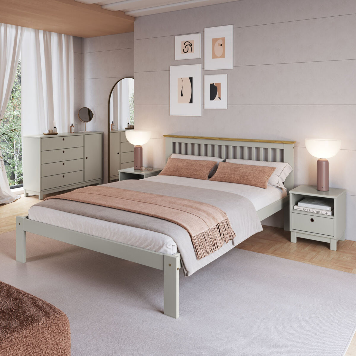 Cama Palermo Verde Claro 152x85cm para Colchón Doble 140 X 190 Cm de Madera Aglomerada con Cabecero